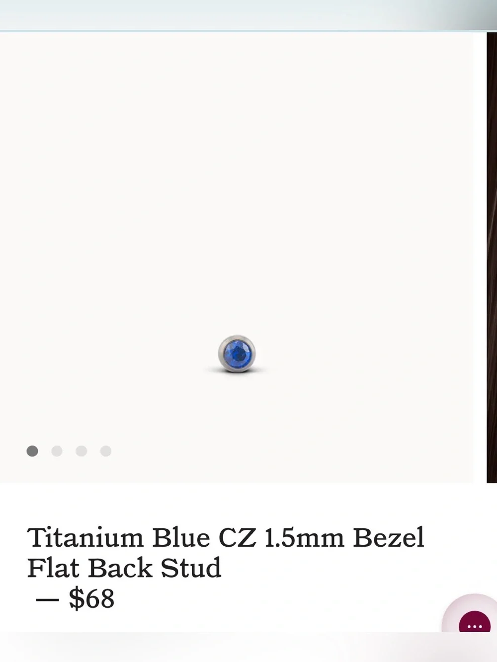 Rowan Titanium sapphire Blue CZ 1.5mm Bezel Flat Back Stud